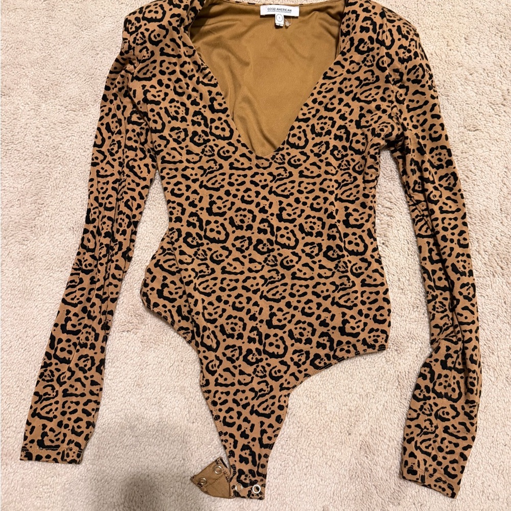 Good American Tan and Black Animal Print Bodysuit